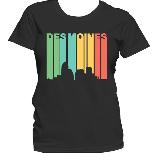 Retro 1970's Style Des Moines Iowa Skyline Women's T-Shirt
