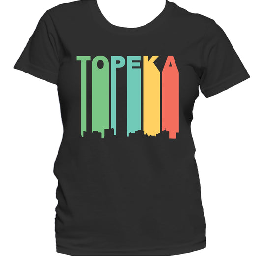 Retro 1970's Style Topeka Kansas Skyline Women's T-Shirt