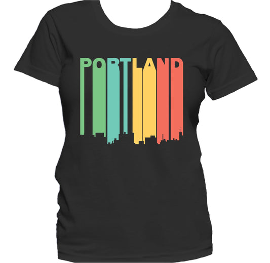 Retro 1970's Style Portland Maine Skyline Women's T-Shirt