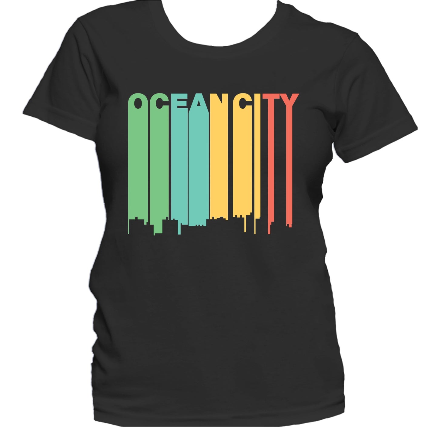 Retro 1970's Style Ocean City Maryland Skyline Women's T-Shirt