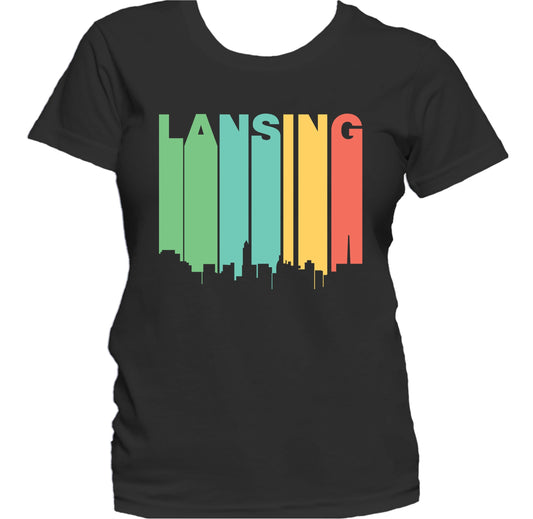 Retro 1970's Style Lansing Michigan Skyline Women's T-Shirt