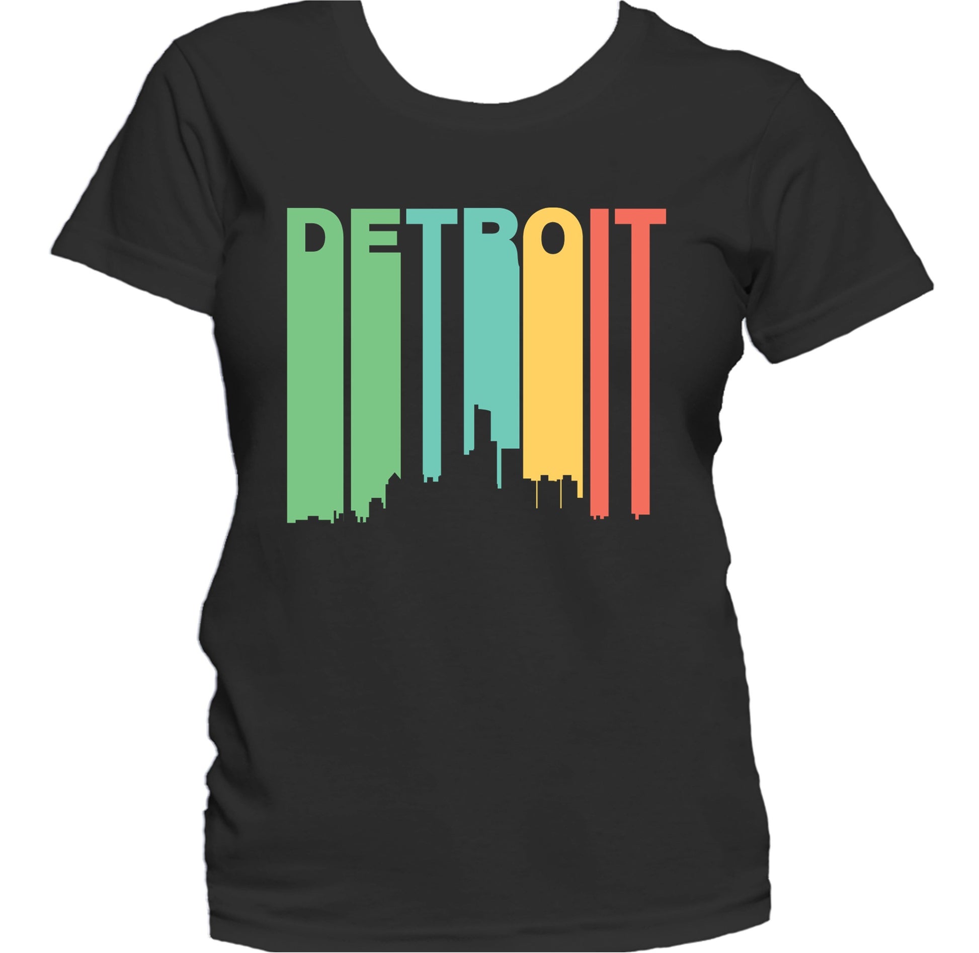 Retro 1970's Style Detroit Michigan Skyline Women's T-Shirt