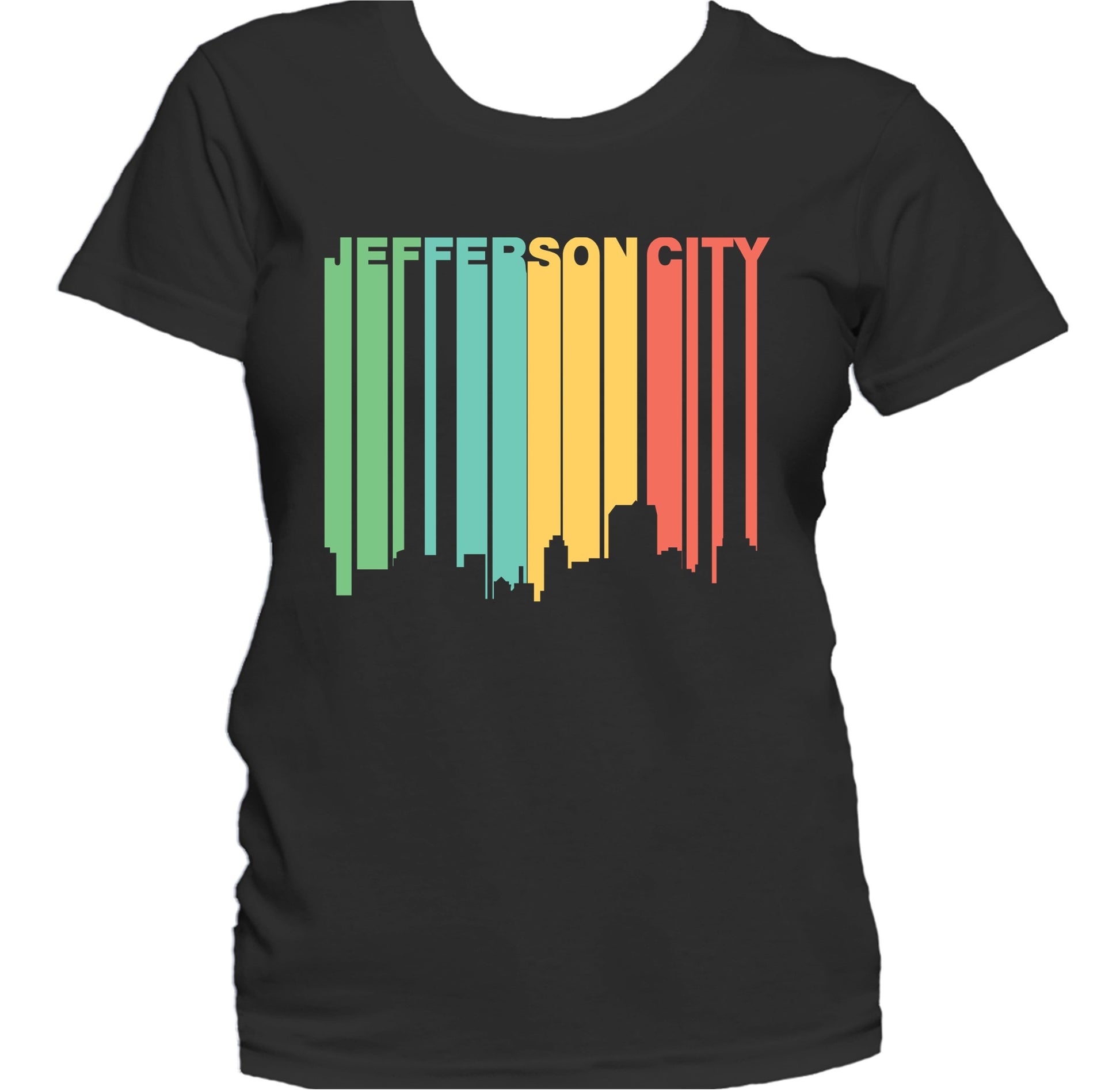 Retro 1970's Style Jefferson City Missouri Skyline Women's T-Shirt