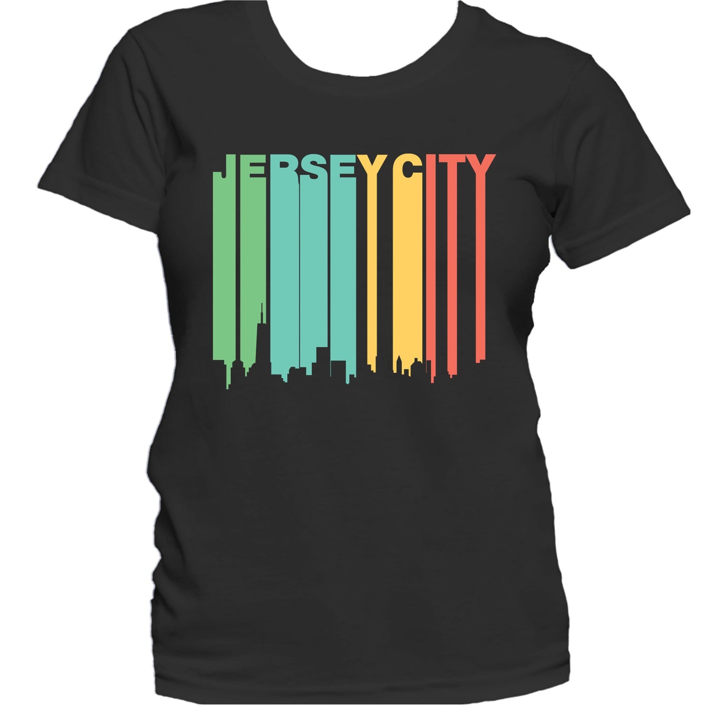 Retro 1970's Style Jersey City New Jersey Skyline Women's T-Shirt