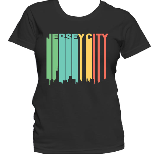 Retro 1970's Style Jersey City New Jersey Skyline Women's T-Shirt
