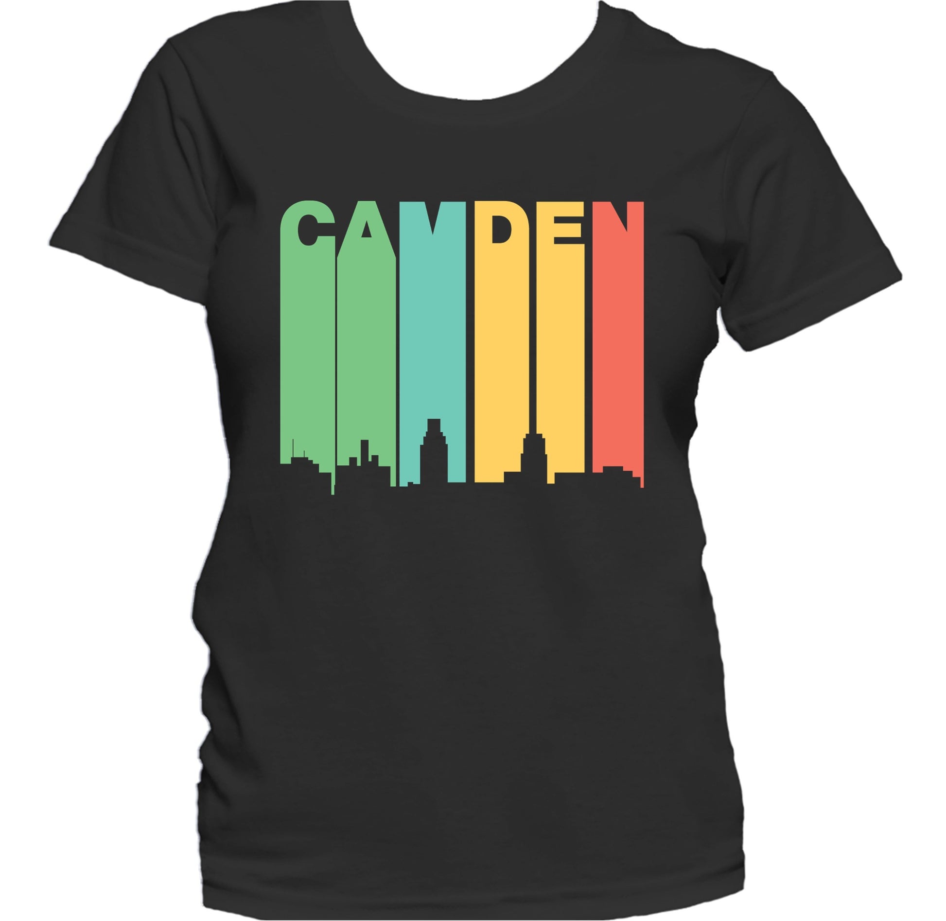 Retro 1970's Style Camden New Jersey Skyline Women's T-Shirt