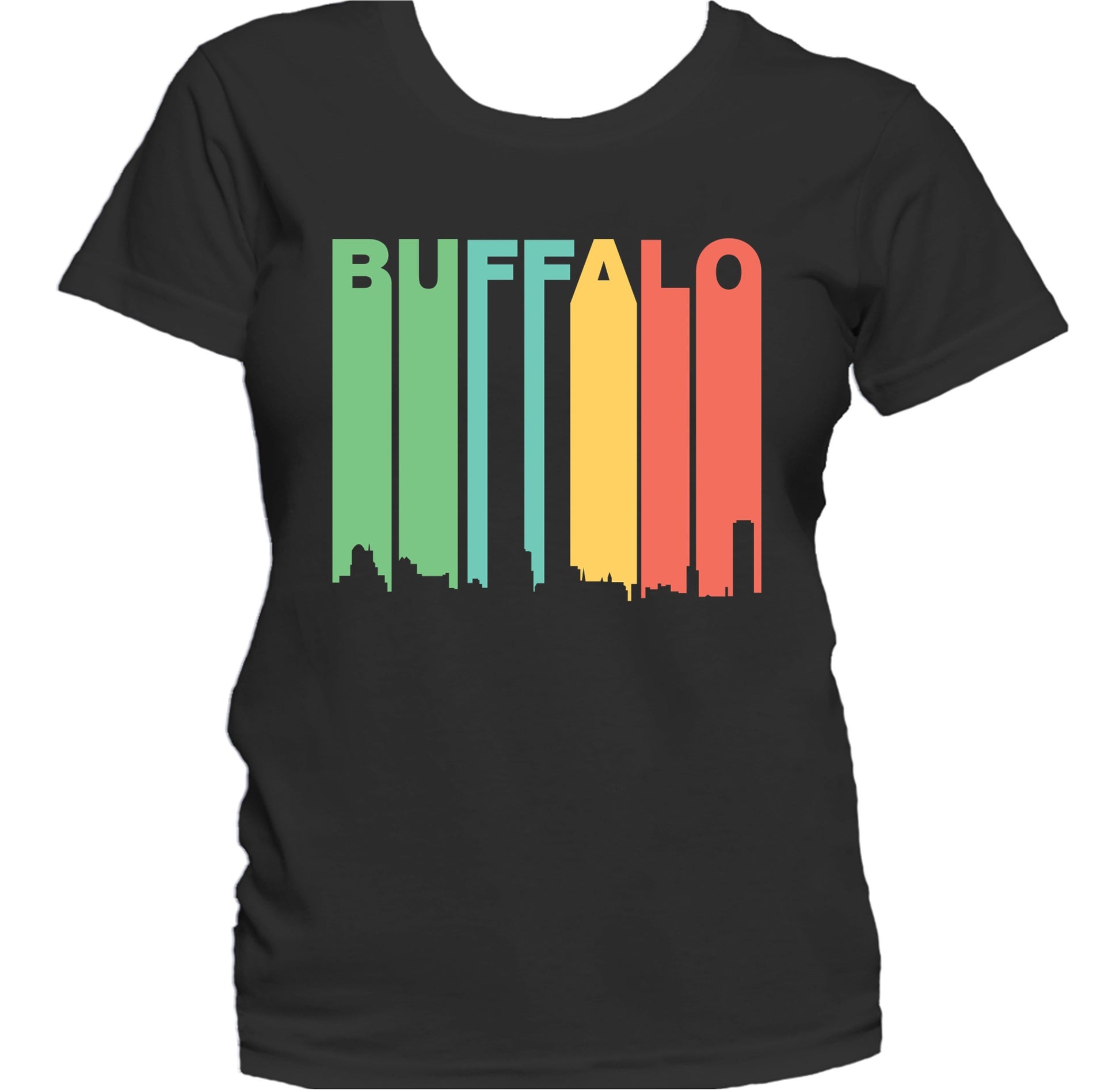 Retro 1970's Style Buffalo New York Skyline Women's T-Shirt