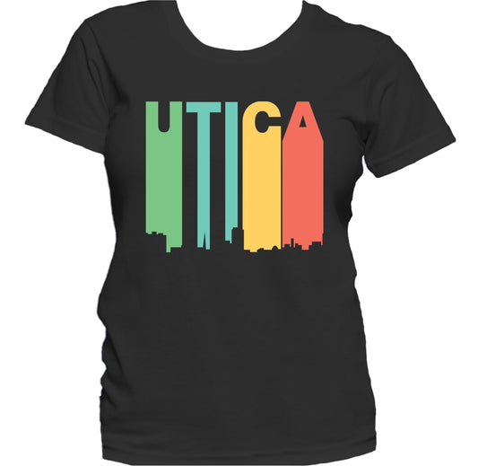 Retro 1970's Style Utica New York Skyline Women's T-Shirt