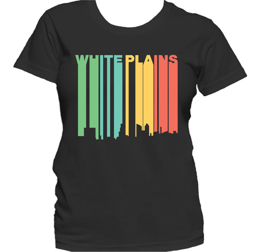Retro 1970's Style White Plains New York Skyline Women's T-Shirt
