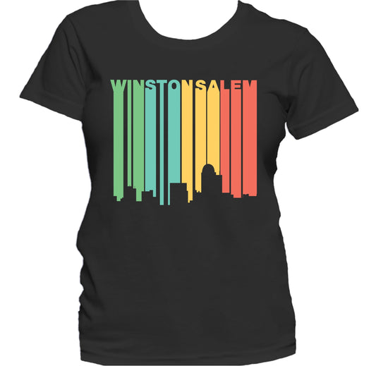 Retro 1970's Style Winston-Salem North Carolina Skyline Women's T-Shirt
