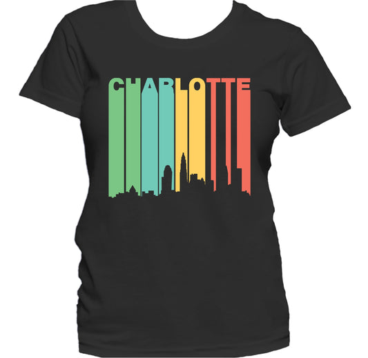 Retro 1970's Style Charlotte North Carolina Skyline Women's T-Shirt