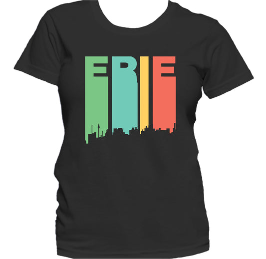 Retro 1970's Style Erie Pennsylvania Skyline Women's T-Shirt