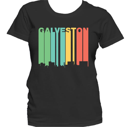 Retro 1970's Style Galveston Texas Skyline Women's T-Shirt