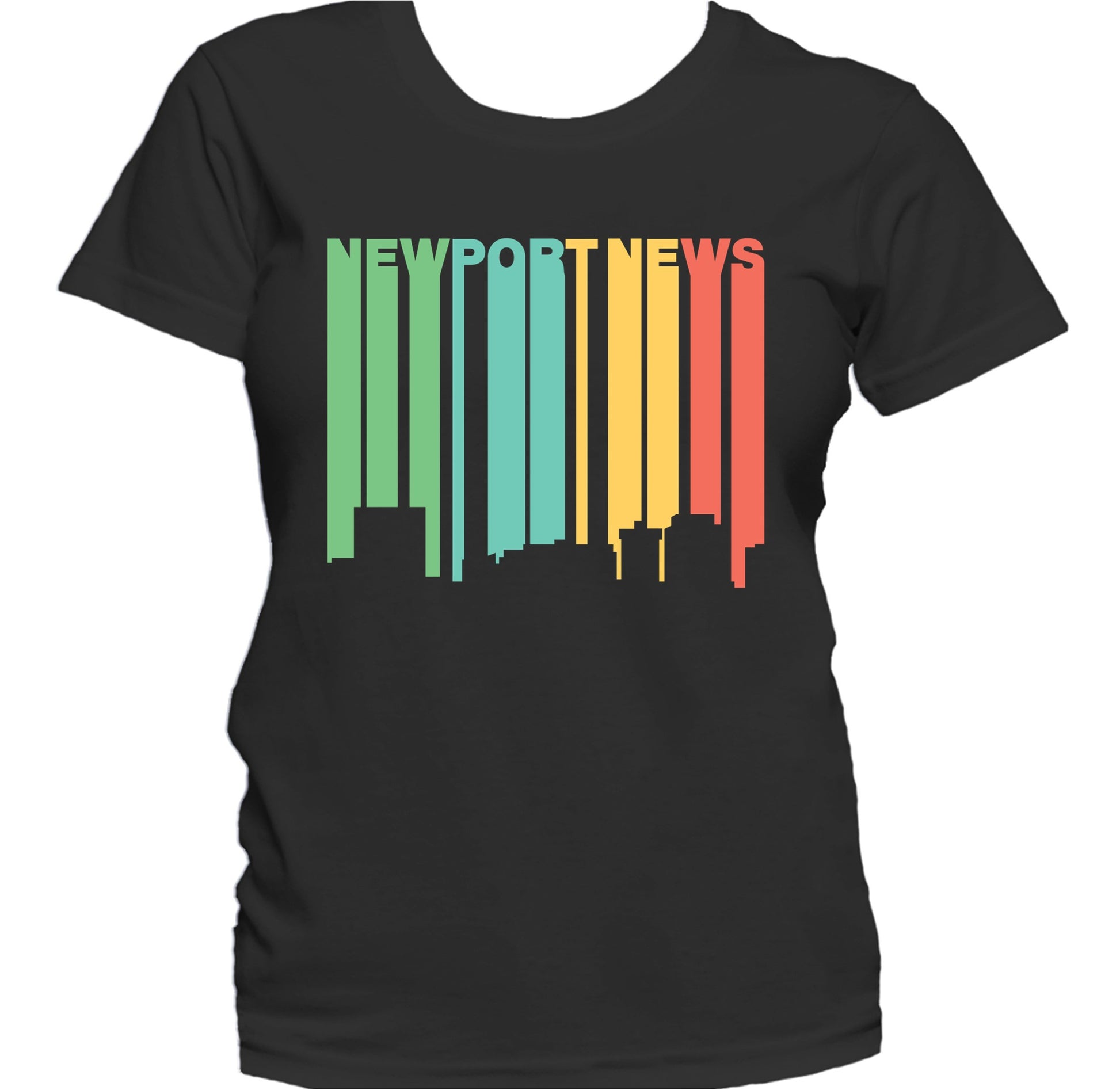 Retro 1970's Style Newport News Virginia Skyline Women's T-Shirt