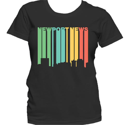 Retro 1970's Style Newport News Virginia Skyline Women's T-Shirt