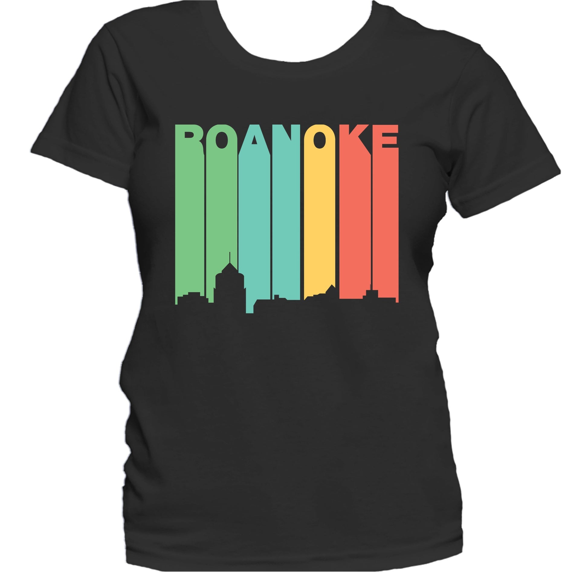 Retro 1970's Style Roanoke Virginia Skyline Women's T-Shirt