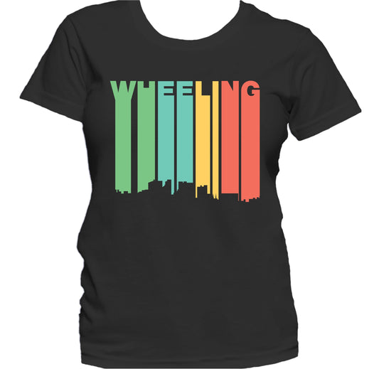 Retro 1970's Style Wheeling West Virginia Skyline Women's T-Shirt