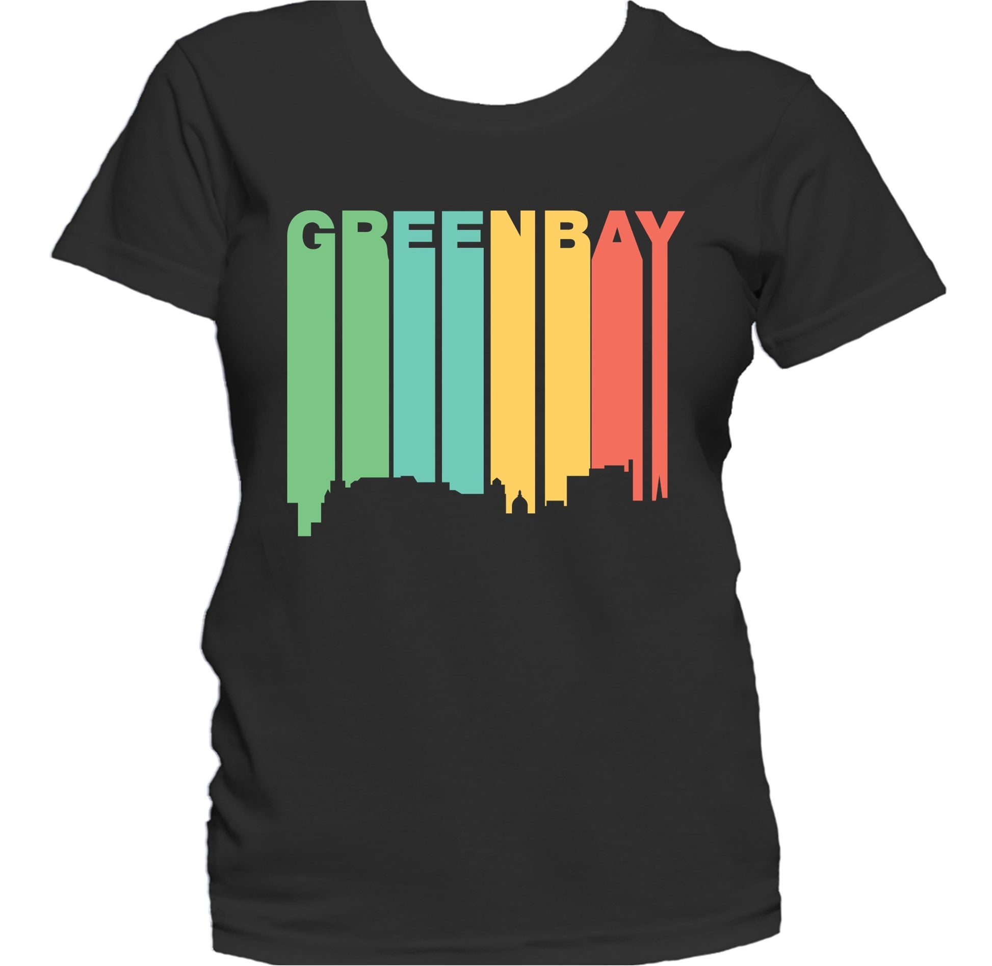 Retro 1970's Style Green Bay Wisconsin Skyline Women's T-Shirt