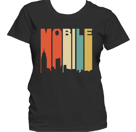 Retro 1970's Style Mobile Alabama Skyline Women's T-Shirt