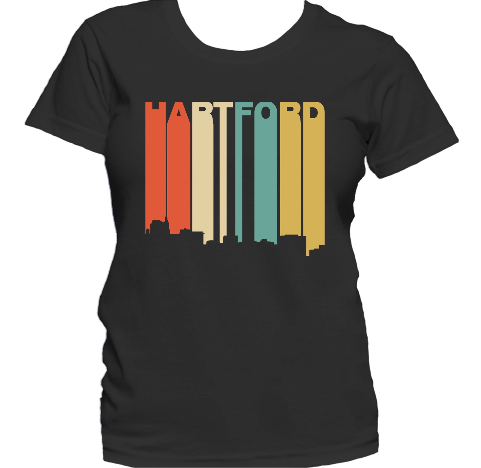 Retro 1970's Style Hartford Connecticut Skyline Women's T-Shirt