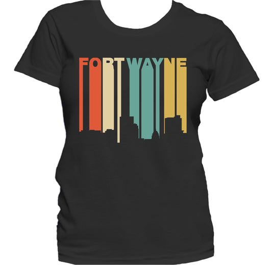 Retro 1970's Style Fort Wayne Indiana Skyline Women's T-Shirt