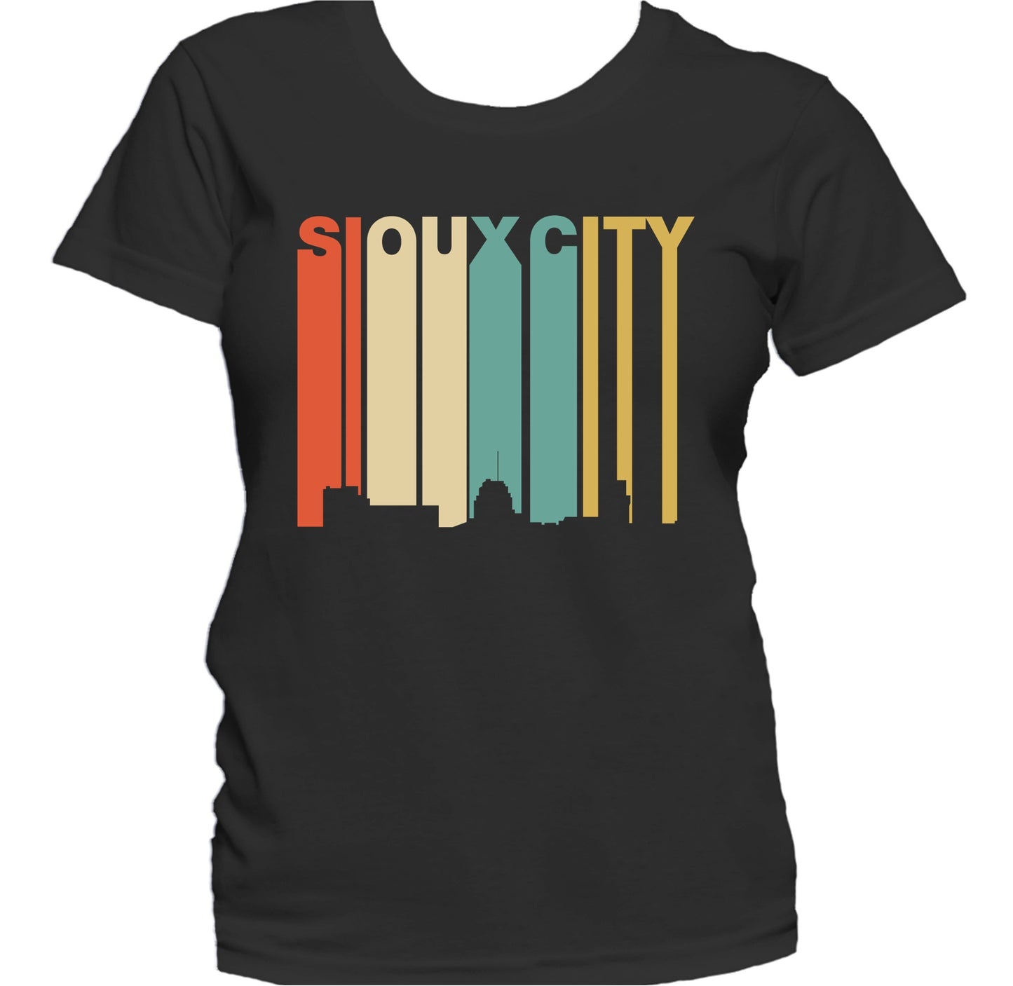 Retro 1970's Style Sioux City Iowa Skyline Women's T-Shirt