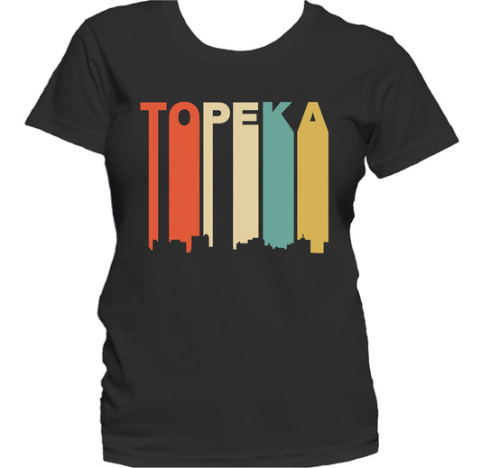 Retro 1970's Style Topeka Kansas Skyline Women's T-Shirt