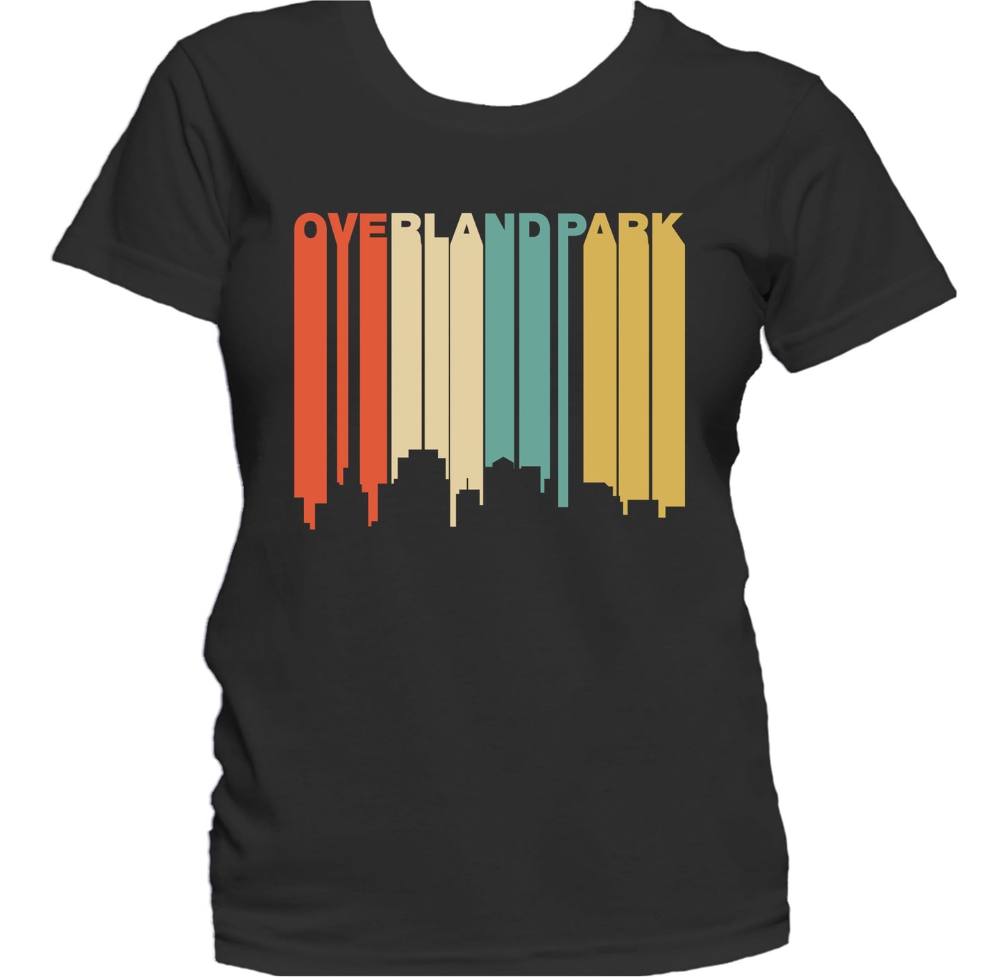 Retro 1970's Style Overland Park Kansas Skyline Women's T-Shirt