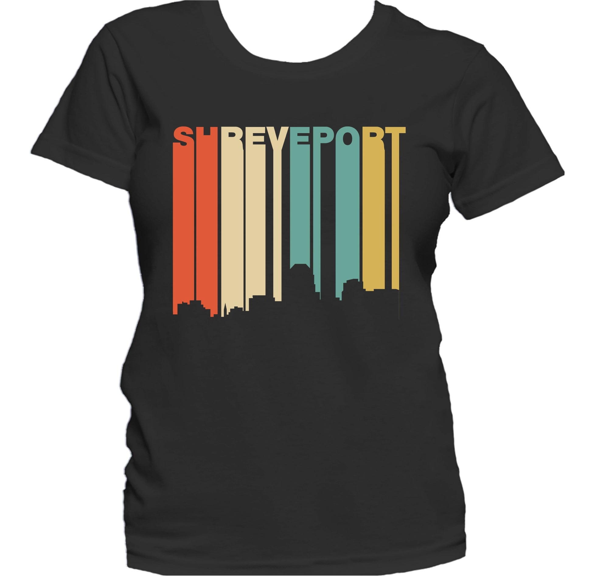 Retro 1970's Style Shreveport Louisiana Skyline Women's T-Shirt