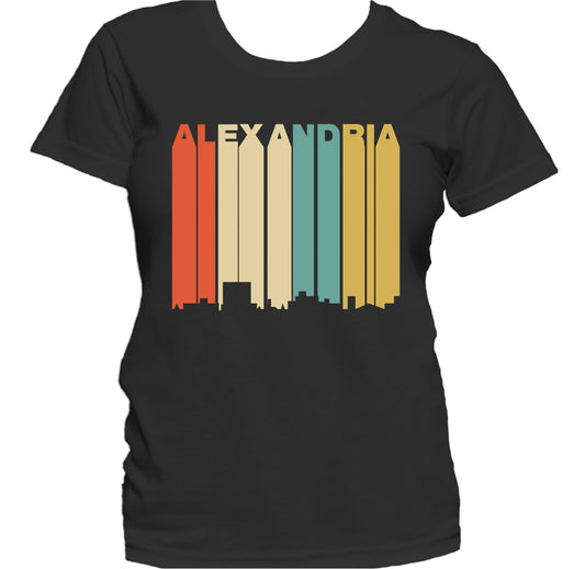 Retro 1970's Style Alexandria Louisiana Skyline Women's T-Shirt