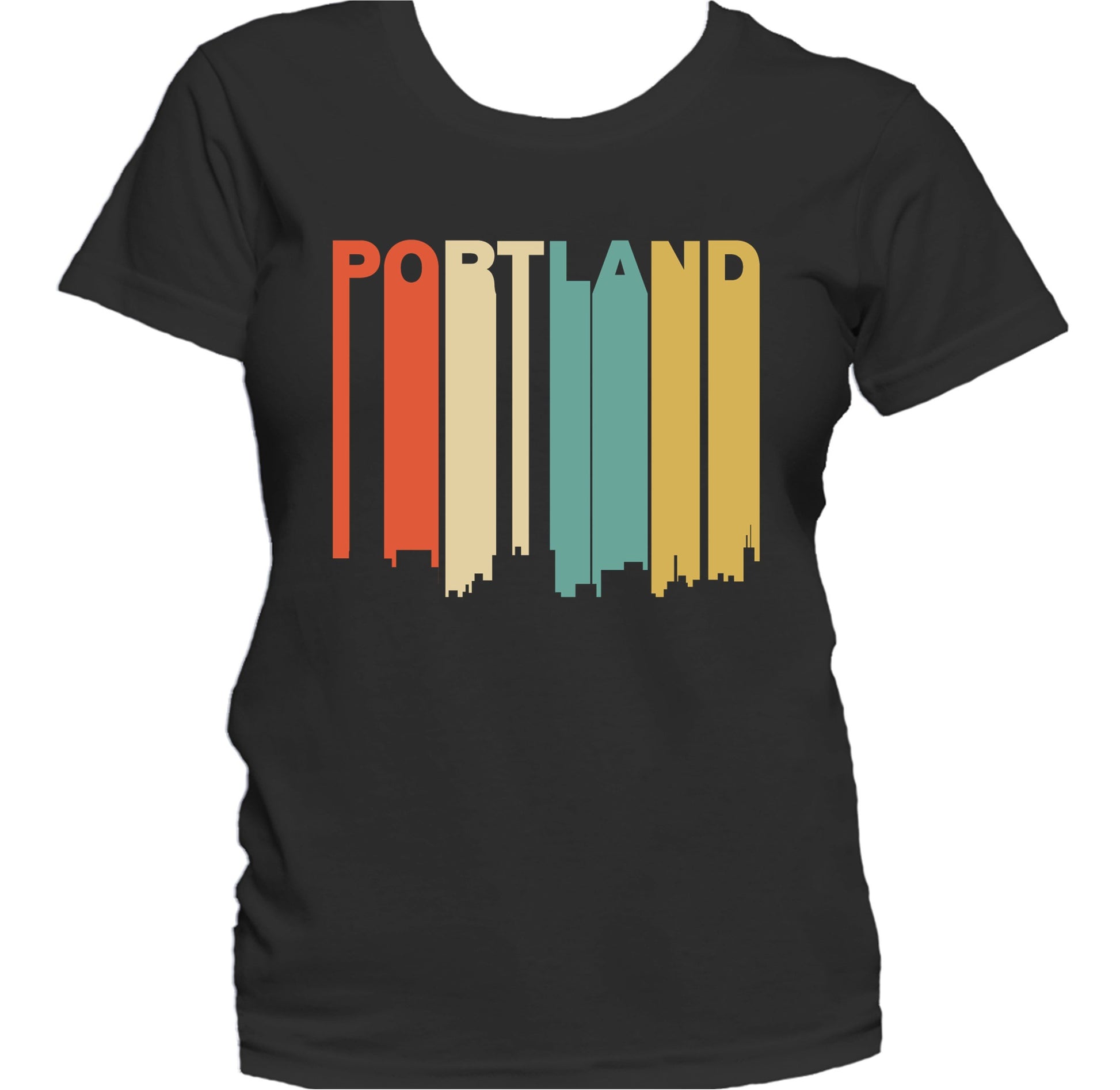 Retro 1970's Style Portland Maine Skyline Women's T-Shirt