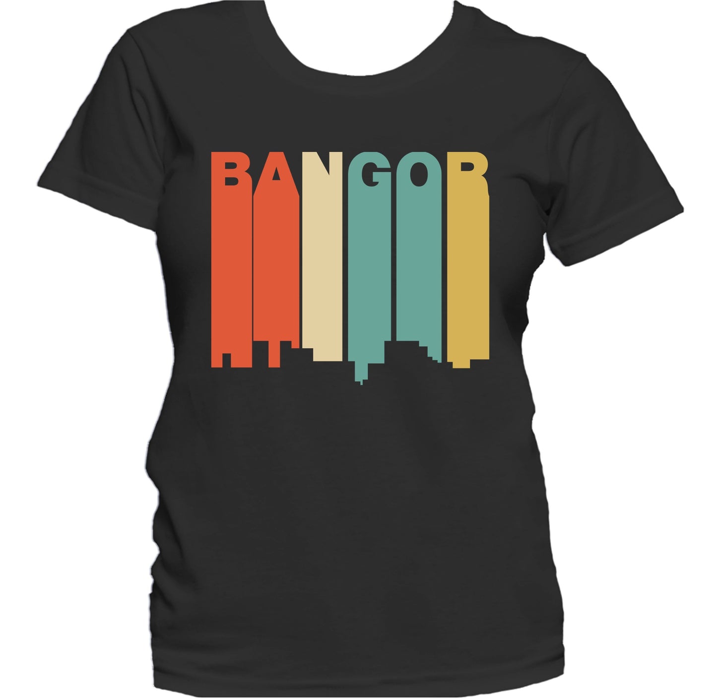 Retro 1970's Style Bangor Maine Skyline Women's T-Shirt
