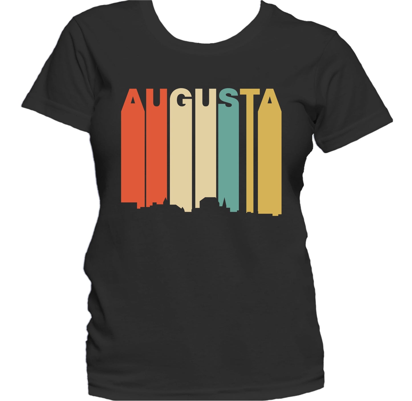 Retro 1970's Style Augusta Maine Skyline Women's T-Shirt