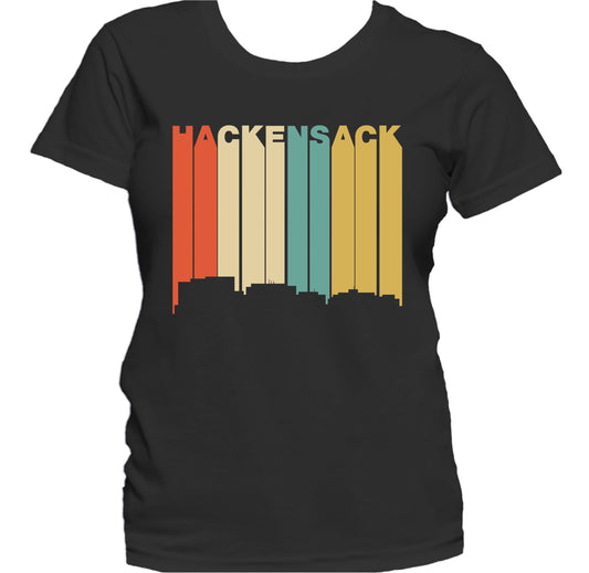 Retro 1970's Style Hackensack New Jersey Skyline Women's T-Shirt