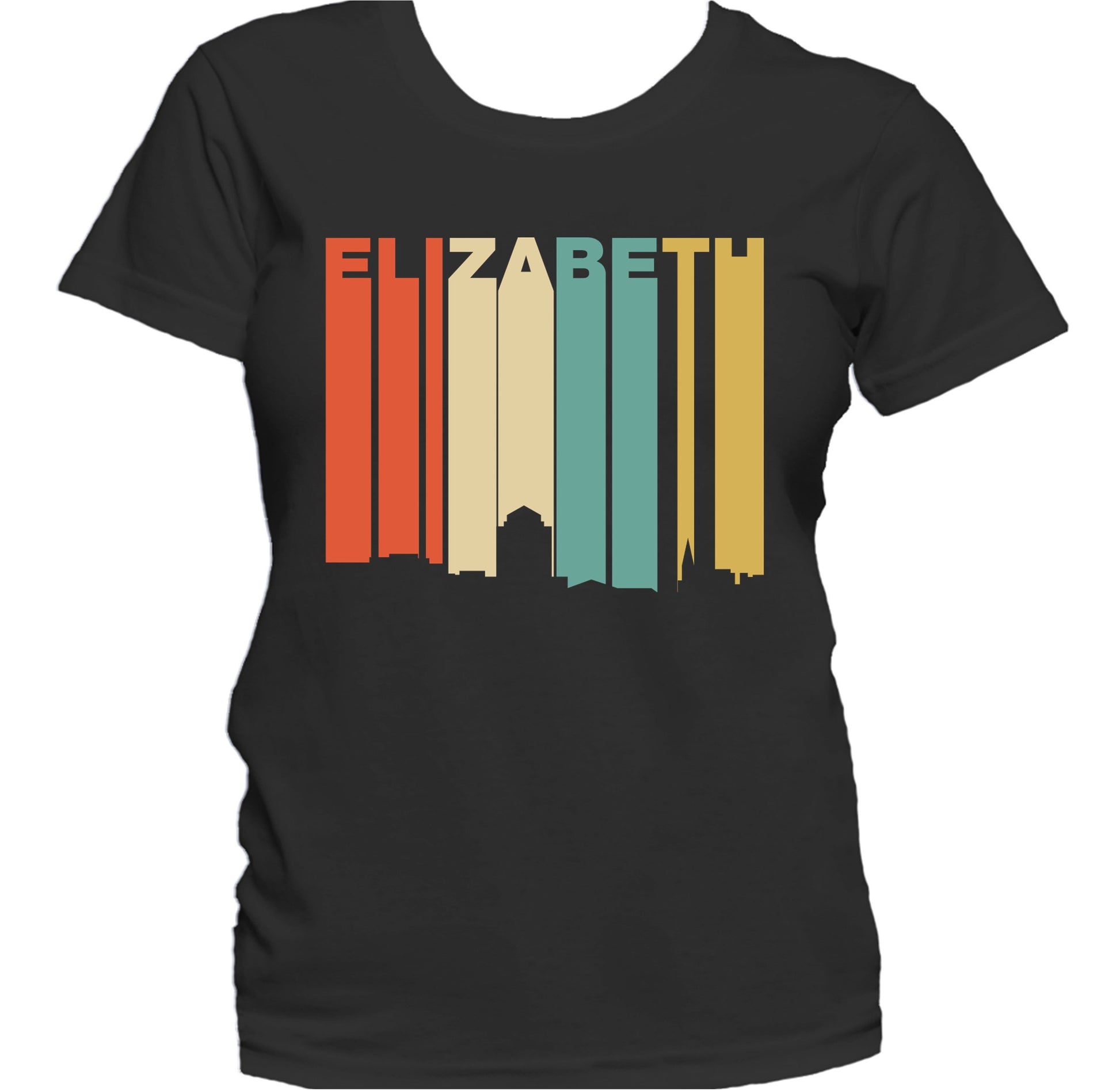 Retro 1970's Style Elizabeth New Jersey Skyline Women's T-Shirt