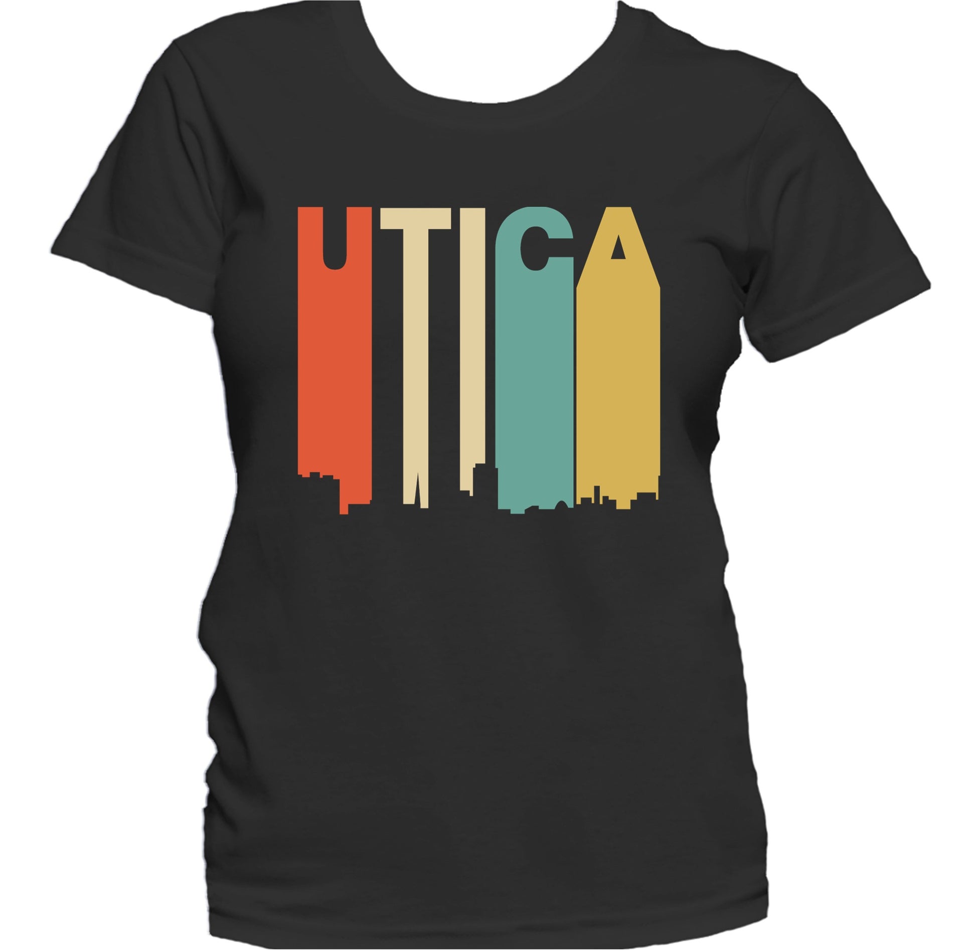Retro 1970's Style Utica New York Skyline Women's T-Shirt