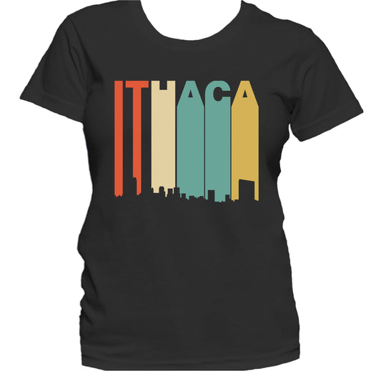 Retro 1970's Style Ithaca New York Skyline Women's T-Shirt