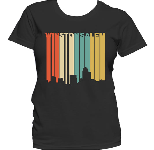 Retro 1970's Style Winston-Salem North Carolina Skyline Women's T-Shirt