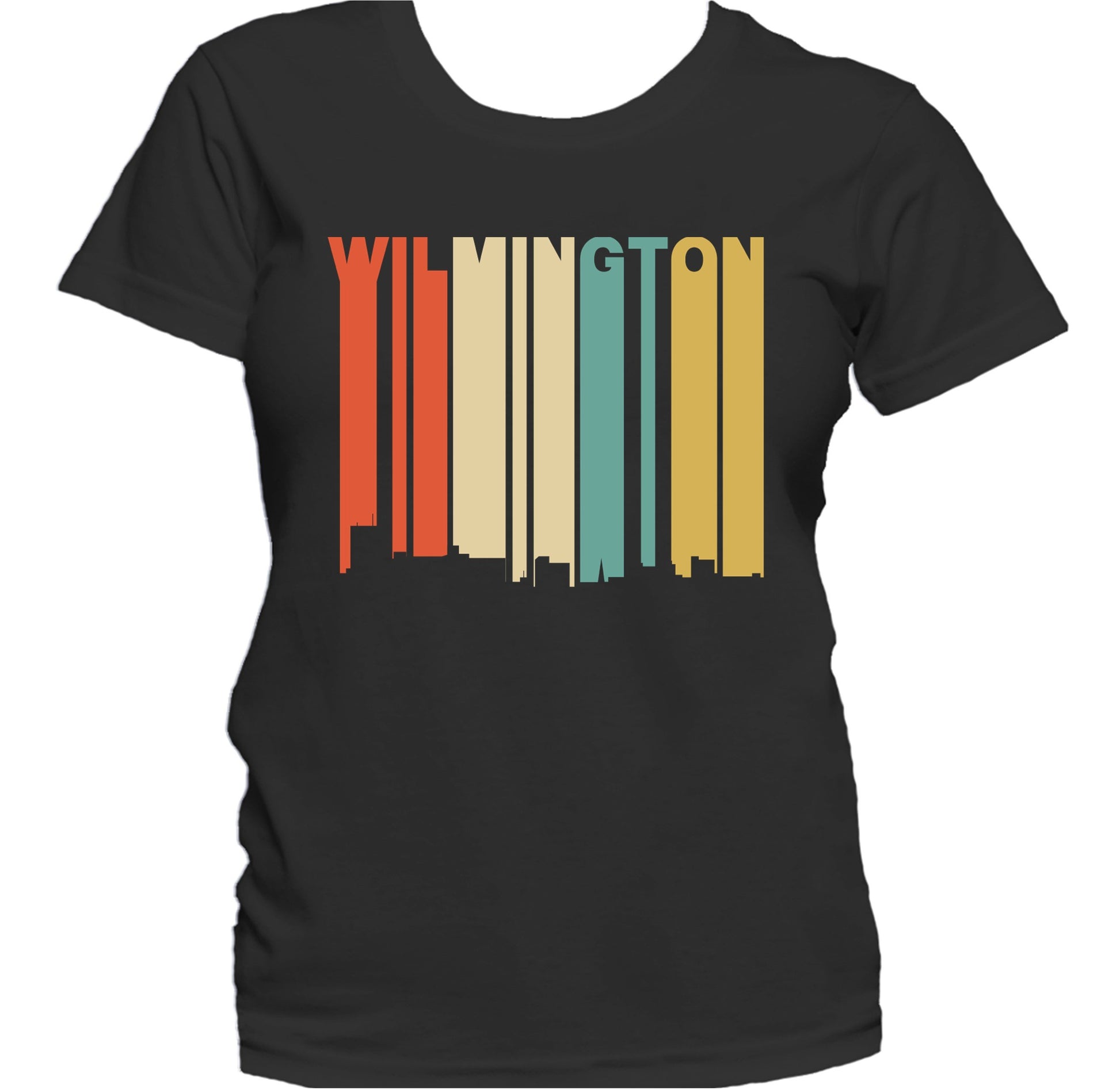 Retro 1970's Style Wilmington North Carolina Skyline Women's T-Shirt