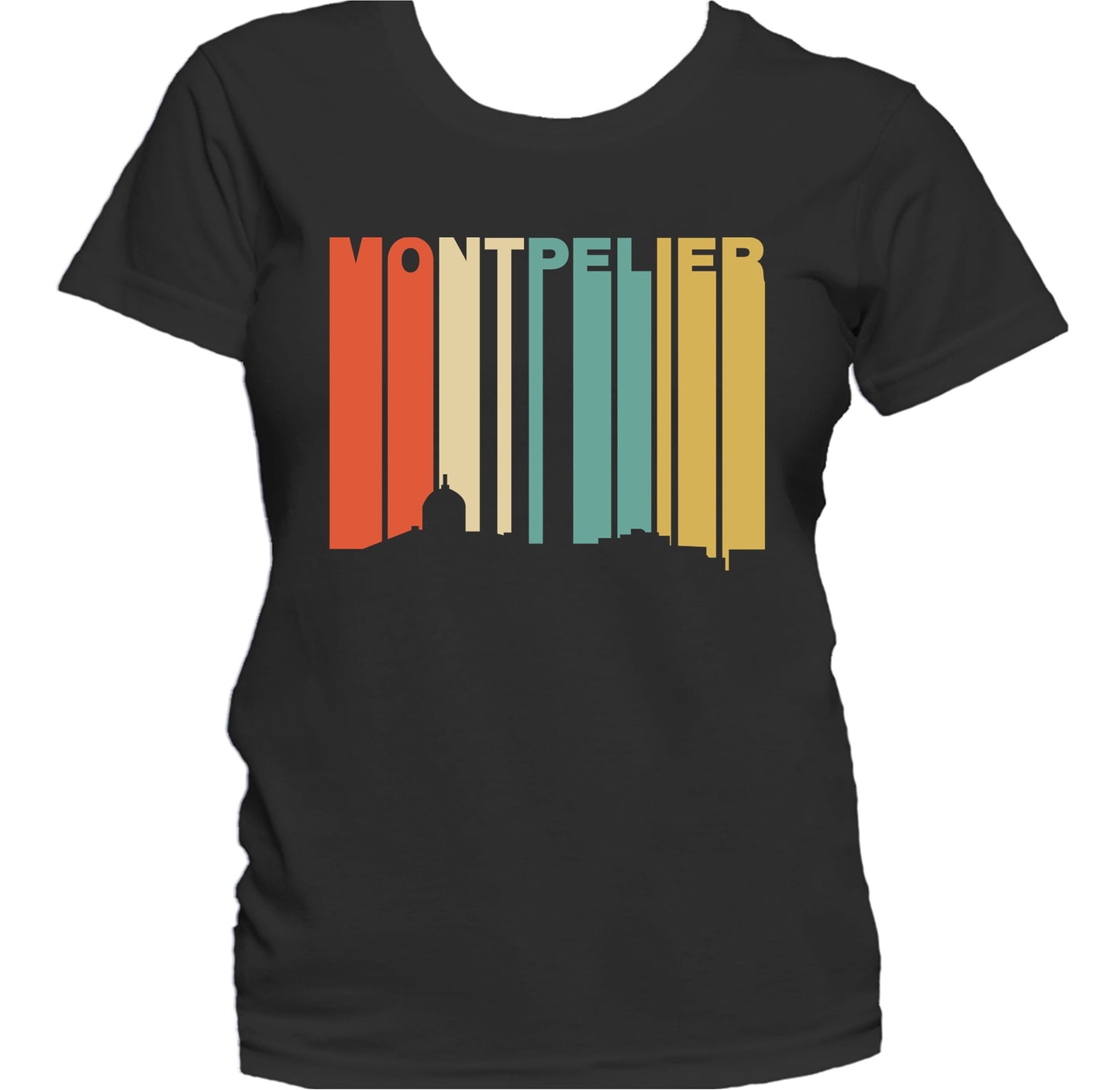 Retro 1970's Style Montpelier Vermont Skyline Women's T-Shirt