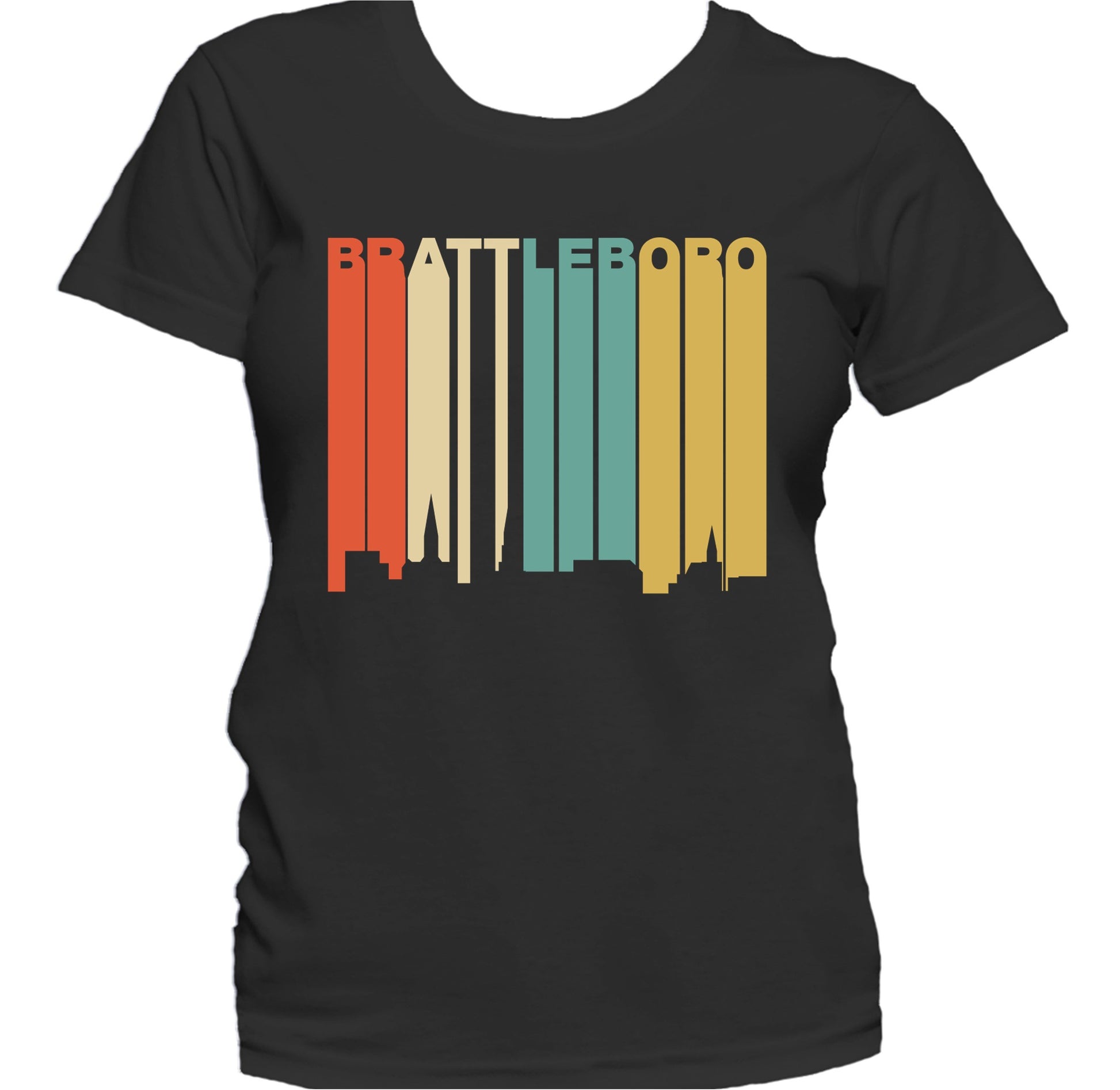 Retro 1970's Style Brattleboro Vermont Skyline Women's T-Shirt