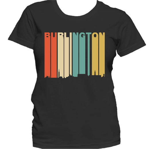 Retro 1970's Style Burlington Vermont Skyline Women's T-Shirt