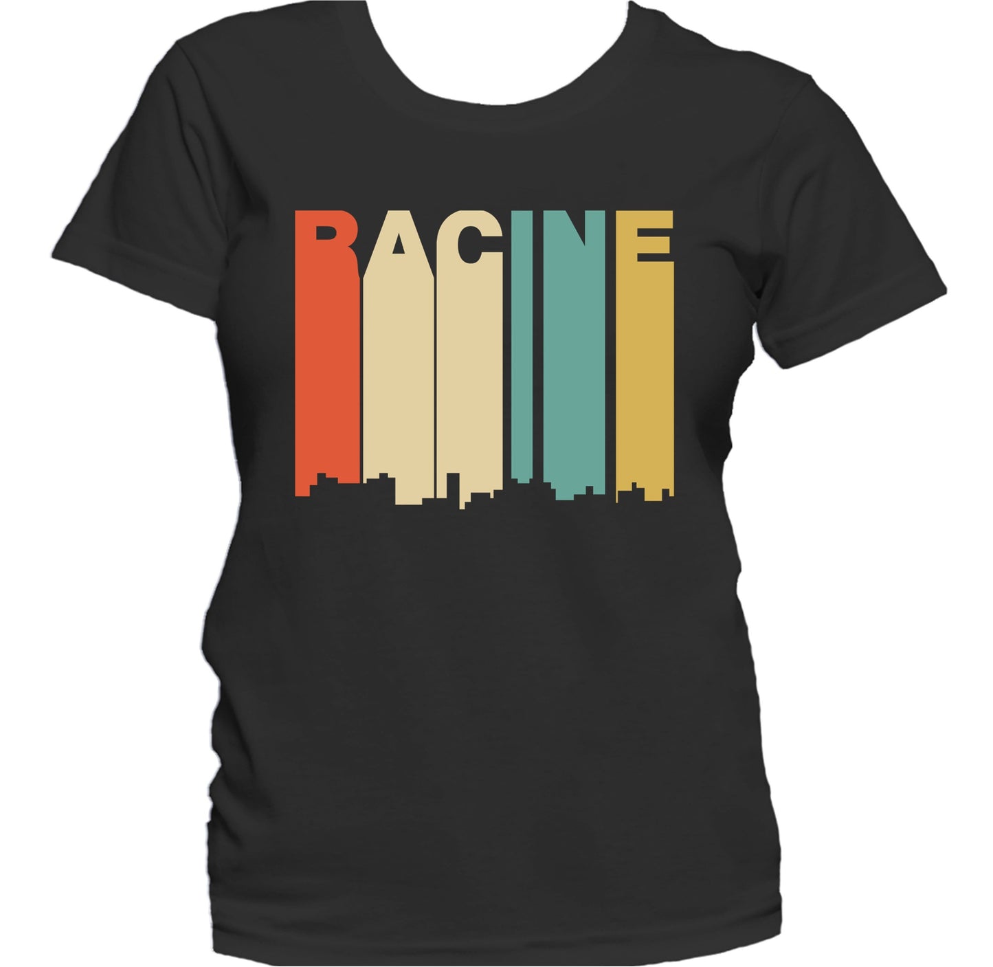 Retro 1970's Style Racine Wisconsin Skyline Women's T-Shirt