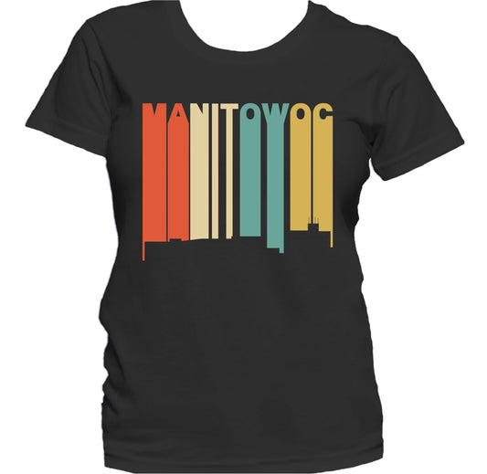 Retro 1970's Style Manitowoc Wisconsin Skyline Women's T-Shirt
