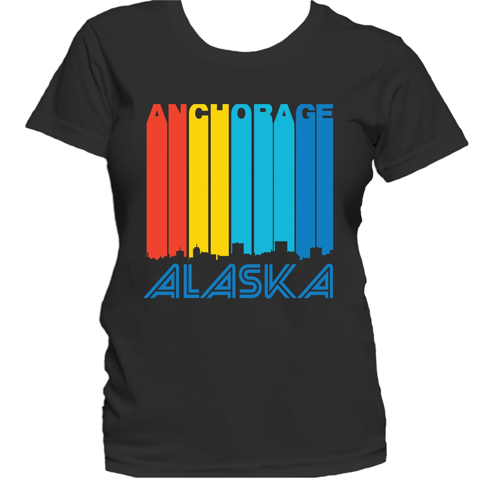 Retro 1970's Style Anchorage Alaska Skyline Women's T-Shirt