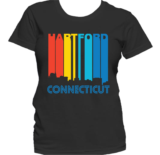 Retro 1970's Style Hartford Connecticut Skyline Women's T-Shirt