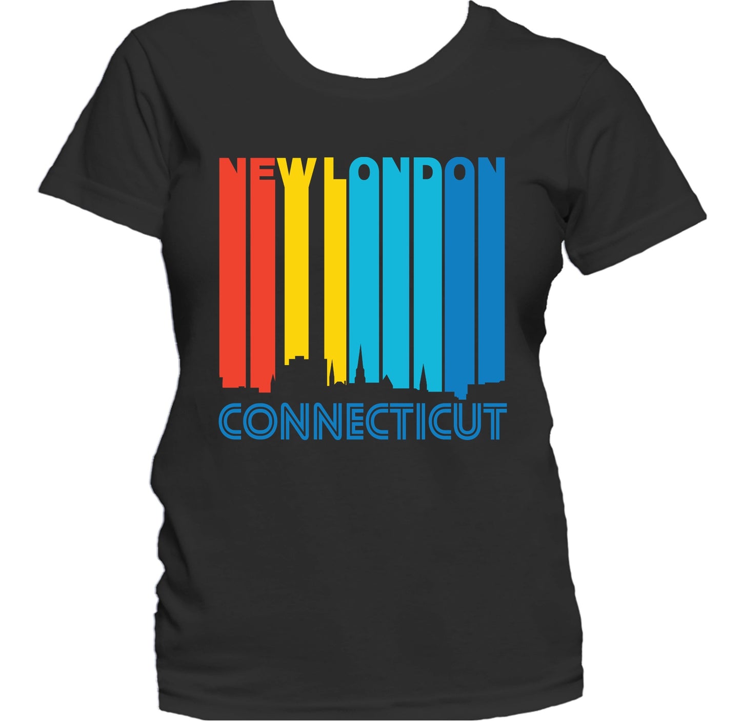 Retro 1970's Style New London Connecticut Skyline Women's T-Shirt