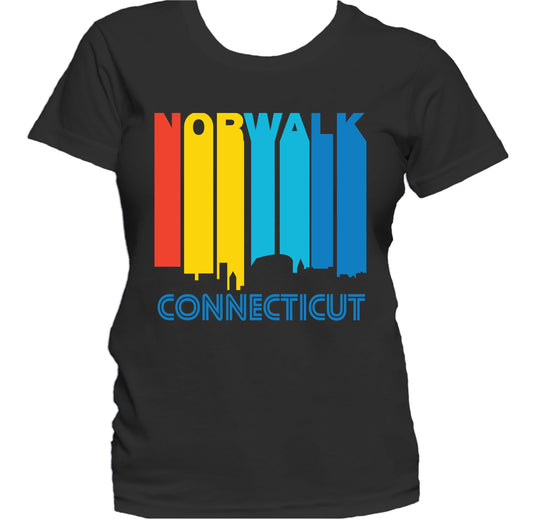 Retro 1970's Style Norwalk Connecticut Skyline Women's T-Shirt