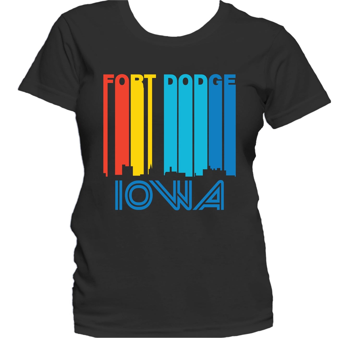 Retro 1970's Style Fort Dodge Iowa Skyline Women's T-Shirt