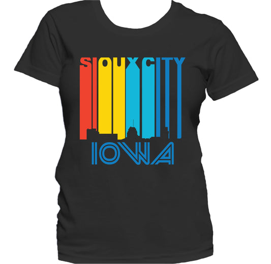 Retro 1970's Style Sioux City Iowa Skyline Women's T-Shirt